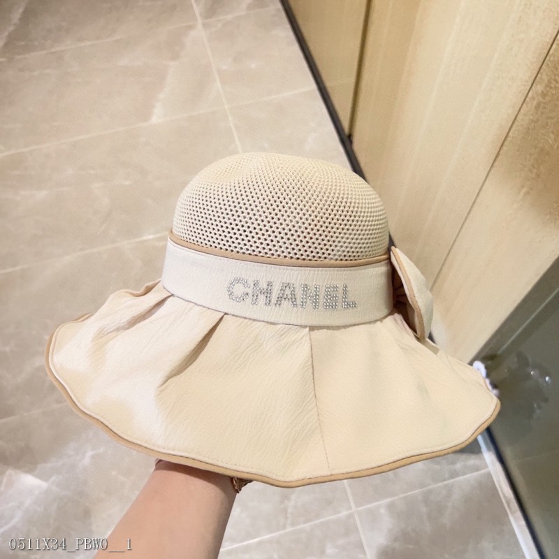 Chanel2023春季和夏季简单的黑色弓渔夫帽子