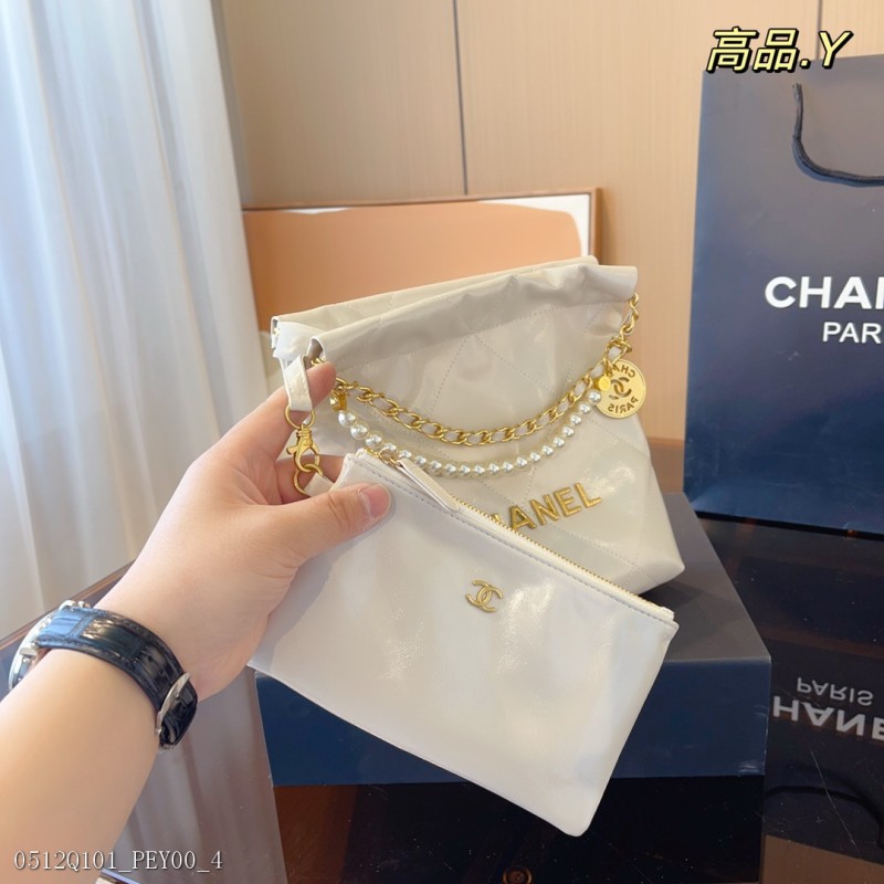 Chanel23早春系列新款珍珠鏈條垃圾袋購物袋