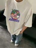 Adidas蜡笔小新特写镜头纯棉直筒T恤卡通印花短袖情侣款