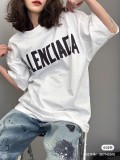 Balenciaga巴黎世家23ss春夏新款胶带字母标语做旧印花宽松百搭圆领短袖T恤