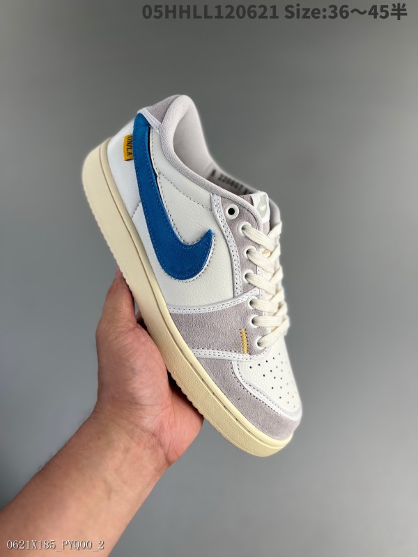 UnionLAxAirJordan1KOLow Sail低幫聯名米白灰帆布AJ1喬丹1代aj1喬1聯名帆布白藍喬丹籃球鞋