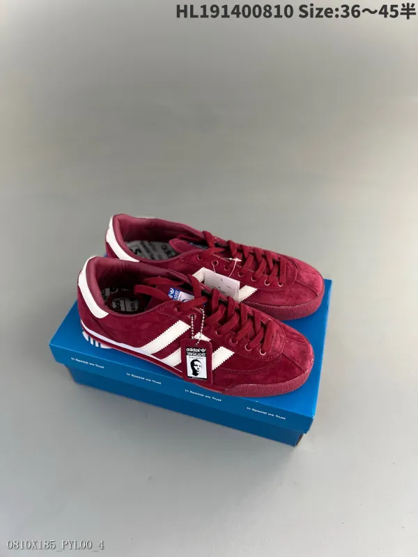 經典低幫運動休閑鞋男女同款紅白 adidas與美國知名潮流店鋪UnionLosAngeles聯名合作