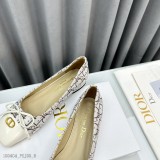 2023春夏最新时装秀高定系列D-Doll复古罗马风CD字母logo高跟女单鞋粗跟方头玛丽珍芭蕾舞鞋原版开发顶级高端版本独家首发