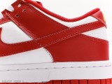 耐克NikeDunkLow『GymRed』白紅金鞋面整體以白色皮革為主色調搭配紅色框架以及Swoosh設計
