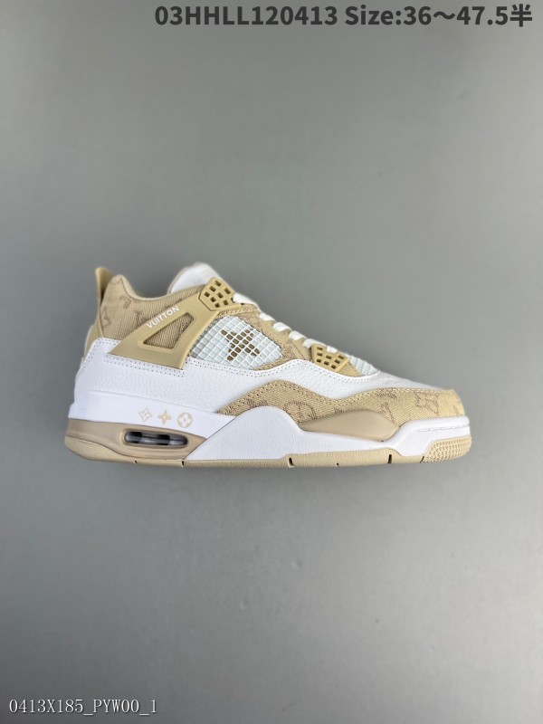 LouisVuittonxAirJordan4Retro路易威登LV豆沙联名AJ4乔丹4代aj4乔4LV白卡其联名乔丹篮球鞋系列