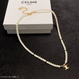 Celine賽琳凱旋門吊墜珍珠項鏈搭配凱旋門圖案