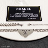 新款香奈兒Chanel字母雙C三角形吊墜韓版粗項鏈