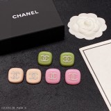 小香風Chanel可愛清新彩色鑲鑽耳釘新品雙CChanel耳環