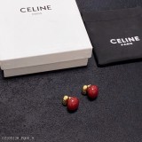 Celine賽琳凱旋門古金新年紅橢圓耳釘