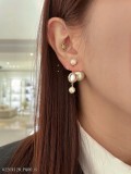 Dior迪奥2024代購級別雙面鏡面白貝珍珠耳釘耳環