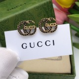 Gucci雙G黑鑽耳釘耳環耳圈設計原單打造頂級奢華