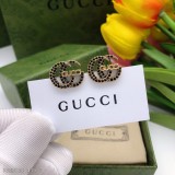Gucci雙G黑鑽耳釘耳環耳圈設計原單打造頂級奢華