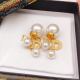 迪奥Dior大小珍珠流蘇耳釘耳環鑲鑽 CD全鑽吊珠前後珠耳環