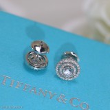 Tiffany蒂芙尼耳釘圓鑽耳釘S925純銀材質配飛碟耳塞電鍍白金