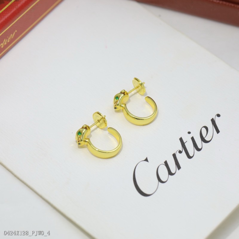 Cartier豹頭耳環最新火爆Cartier豹子祖母綠寶石耳釘卡地亞經典傑作