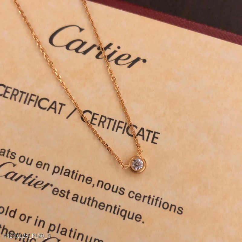 卡地亞Cartier項鏈萬年款單鑽鎖骨鏈項鏈專櫃爆款高端