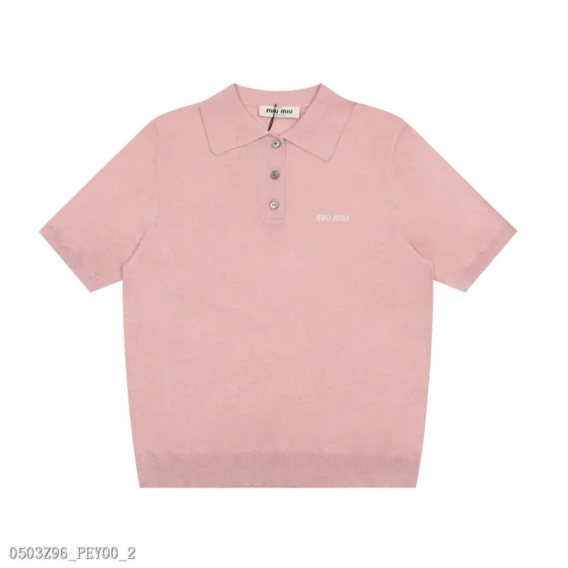 MiuMiu2024夏季新款爆閃polo短袖針織 實物