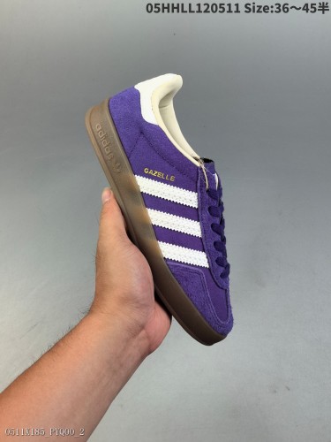 AdidasoriginalsGazelleIndoor阿迪達斯低幫紫白T頭鞋防滑耐磨輕便低邦板鞋男女同款