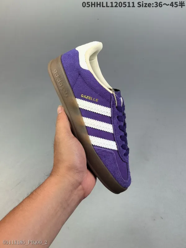 AdidasoriginalsGazelleIndoor阿迪達斯低幫紫白T頭鞋防滑耐磨輕便低邦板鞋男女同款