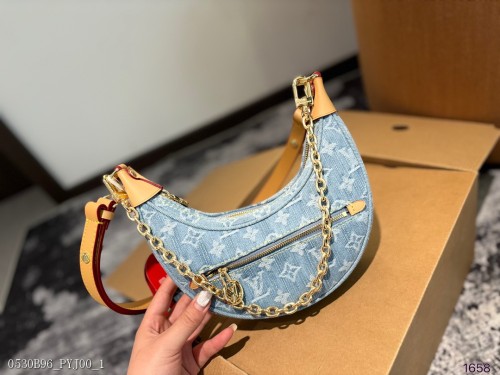 LvVitage新款牛仔豌豆包Lvmarel中古包