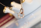 卡地亞Cartier項鏈經典Love滿鑽大餅雙環項鏈