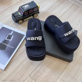 AlexanderWang亚力山大王圆头字母弓形厚底拖鞋时装周最新