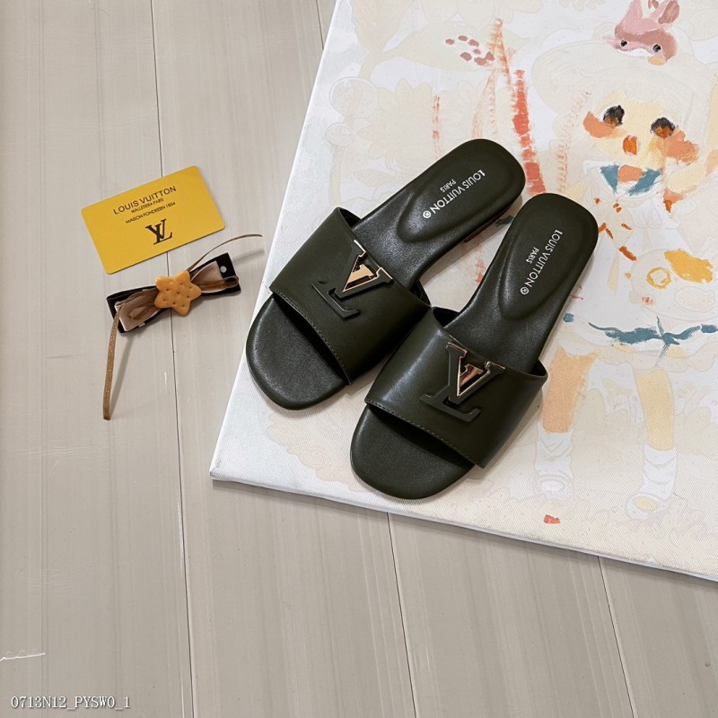 LouisVuitton路易威登LV拖鞋V扣平底拖鞋