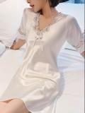 Pajamas thin short sleeve Lace Sexy silk nightdress