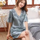 Pajamas thin short sleeve Lace Sexy silk nightdress