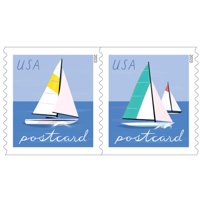 Sailboats Postcard Stamps