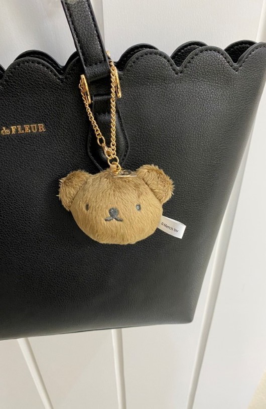 Handmade Teddy Bear Fashion Faux Leather Keychain Purse Charm 