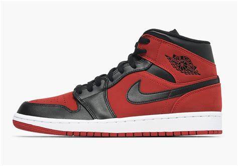 LJR Air Jordan 1 Mid Banned Grm Red Black 554724-610