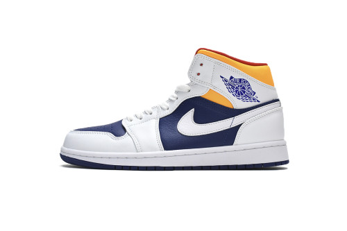 LJR Air Jordan 1 Mid White Deep Royal Blue 554724-131