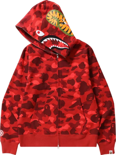 BAPE Color Camo Shark Full Zip Hoodie (SS23) Red