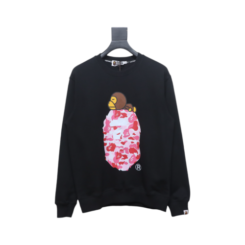 BAPE ABC Camo By Bathing Ape Organic Crewneck Sweatshirt 'Black/Pink'