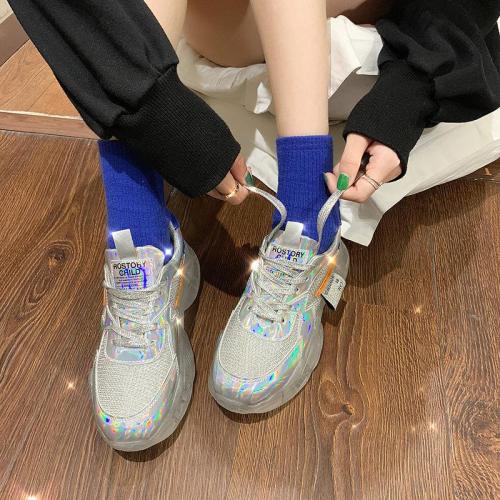 Laser Dazzle Vintage Ulzzang Thick-soled Jelly Shoes-WO15