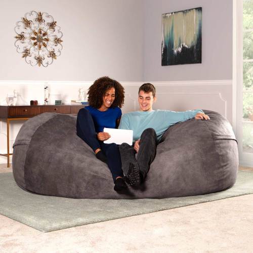 7.5 ' ft  Sofa Saxx Giant Bean Bag Couch - Pewter Gray