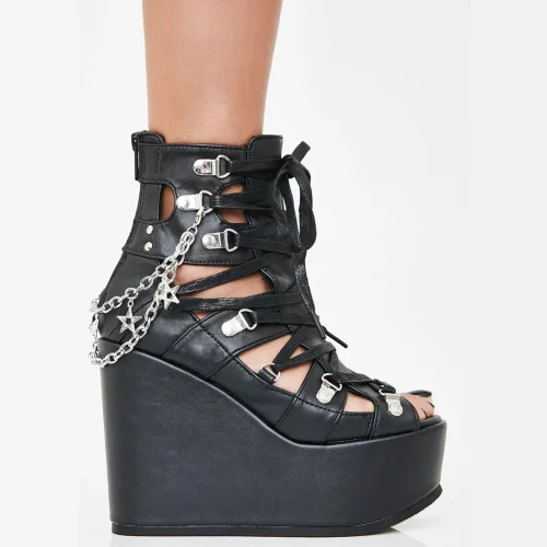INS Hot Leisure Wedges Cage Ankle Bootie Shoes