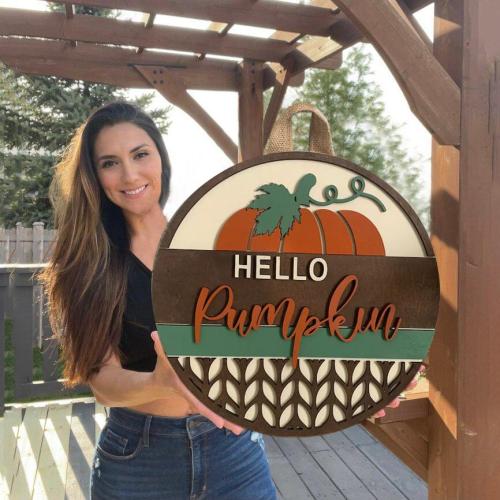 (Early Halloween Sale-50%OFF) Fall Door hanger- Hello Pumpkin