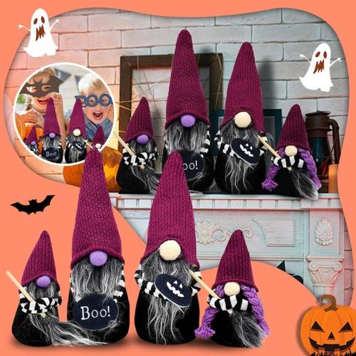 Handmade Halloween Witch Gnome Family