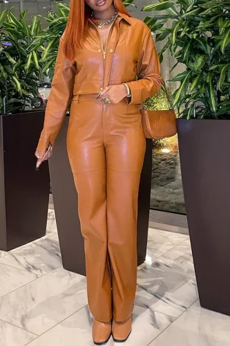 Modern Leather Jacket & Pants Set