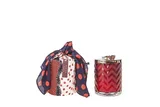 HERRINGBONE CANDLE WITH SCARF ROSE OUD - RED & RED ROSE LID -600g