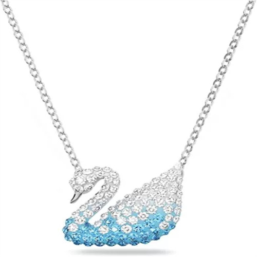 Pendente Swarovski Iconic Swan Cigno, Piccolo, Blu, Placcato rodio