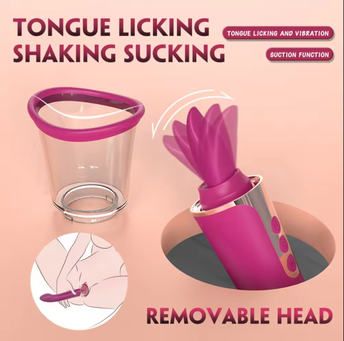 3 in 1 Women Clitoris Vibrator & Clit Dildo Licking Tongue Innovative Clitoral Sucking G Spot Tongue Licking Stimulation Vibrator for Female