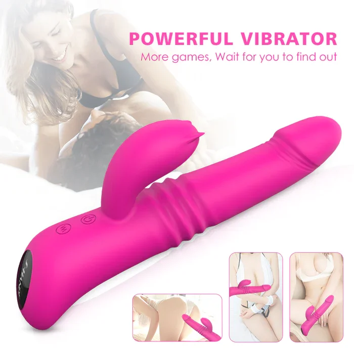 9 Vibrating Modes Hot Sensation Double Motor Rabbit Retractable Vibrator For Women Masturbation Sex Toy