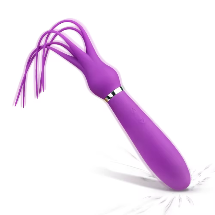 2 in 1 Adult Games Tease Massage G-Spot Vibrator for women men with 9 Vibration Modes Sexy Flirting Whip Handle SM Whip Sex toy For Couple Play Spanking
