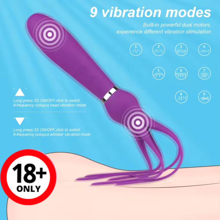 2 in 1 Adult Games Tease Massage G-Spot Vibrator for women men with 9 Vibration Modes Sexy Flirting Whip Handle SM Whip Sex toy For Couple Play Spanking