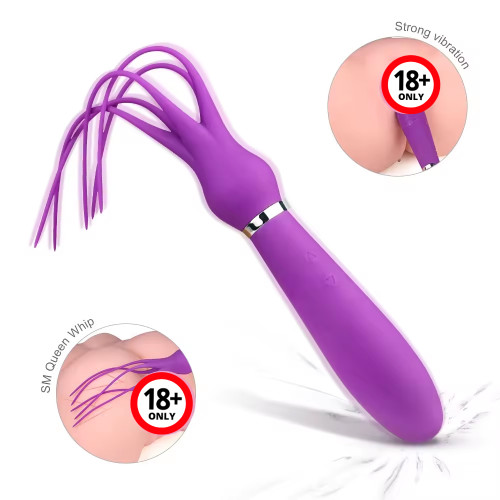 2 in 1 Adult Games Tease Massage G-Spot Vibrator for women men with 9 Vibration Modes Sexy Flirting Whip Handle SM Whip Sex toy For Couple Play Spanking