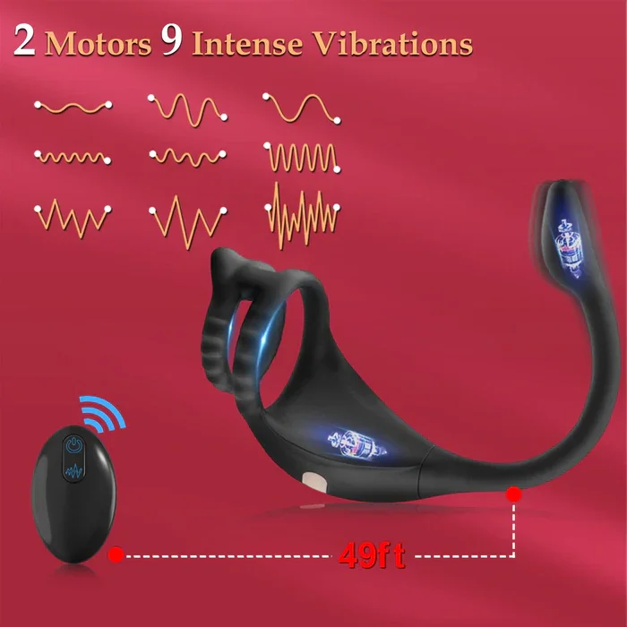 APP Remote Control Double Locking Ring Masturbator Prostate Massage For Men