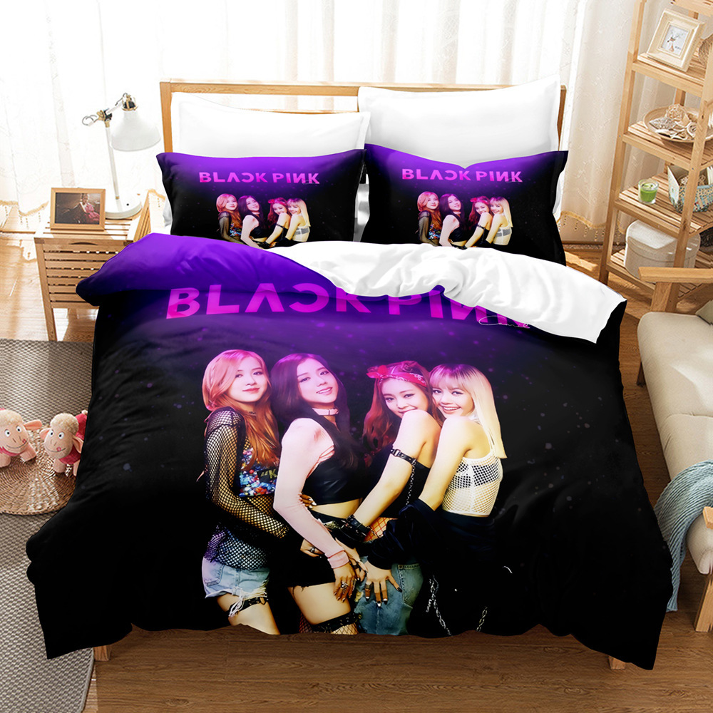 Housse De Couette 3D Imprimée K-Pop - Microfibre Douce, Fermeture éclair - Parure De Lit 3 Pièces - Taille Simple 140x200 Cm